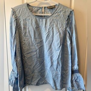 Alexander Jordan Denim Blue Top Boho Bohemian Fairy Cottagecore Prairie